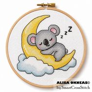 Sleeping koala cross stitch pattern