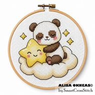 Sleeping panda cross stitch pattern