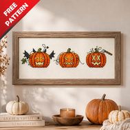 Pumpkins Row Free cross stitch pattern