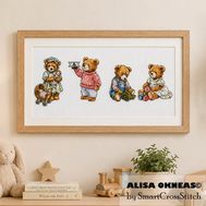 Teddy Bears - Set of 4 cross stitch patterns