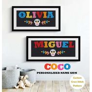 COCO cross stitch pattern baby name sign