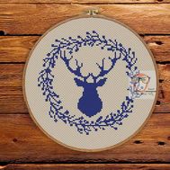 ''Reindeer Stag'' Christmas cross stitch pattern pdf