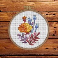 Floral Cross stitch pattern Marigold Flowers}
