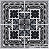 {en:Ornament cross stitch pattern Black & White;}