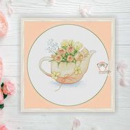 Teapot of Flowers cross stitch pattern