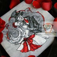 Wedding Cross stitch pattern Skeletons Love in Red}