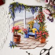 Floral cross stitch pattern Spring View