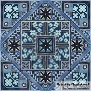 {en:Ornament cross stitch pattern Blue Flowers;}