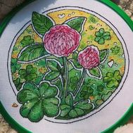 Round cross stitch pattern Flower Clover}