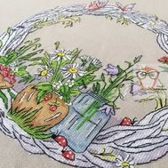 Round cross stitch pattern Summer Wreath