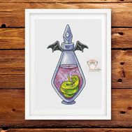 Gothic cross stitch pattern Magic Bottle with Snake}