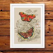 Nature cross stitch pattern Butterflies}
