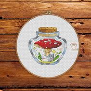 Fly agaric in the jar #7 cross stitch pattern