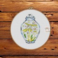 Mushrooms in the jar #9 cross stitch pattern