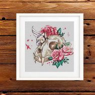 Skull with Roses cross stitch pattern