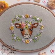 Flower Cow Cute cross stitch pattern