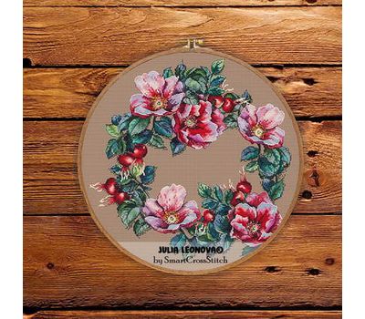 Dogrose Wreath cross stitch pattern