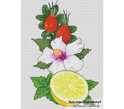Lemon and Hibiscus cross stitch chart