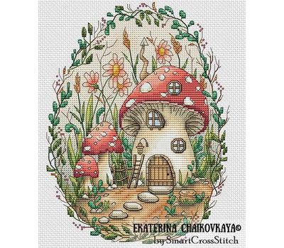 Mushrooms House cross stitch chart