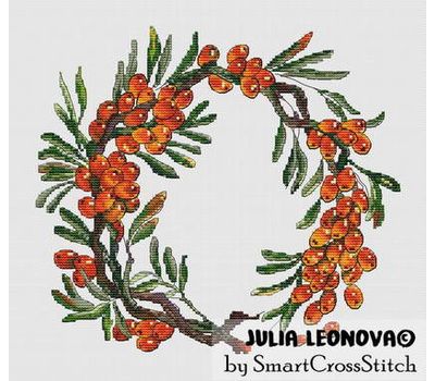 Sea buckthorn Wreath cross stitch chart