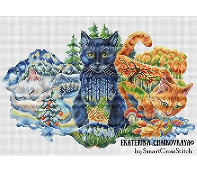 Season Cats cross stitch pattern