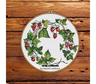 Strawberry wreath cross stitch pattern
