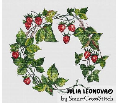 Strawberry wreath cross stitch chart
