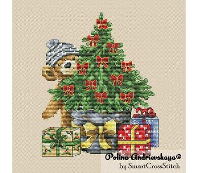Teddy Bear & Xmas Tree cross stitch chart