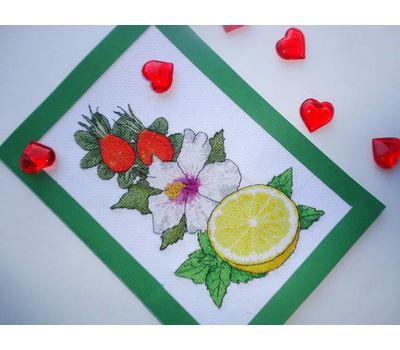 Lemon and Hibiscus cross stitch design
