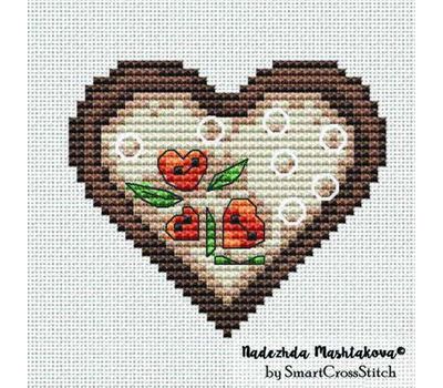 Brown Heart cross stitch chart