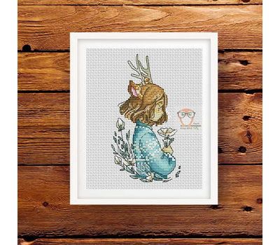 Deer girl #2 cross stitch pattern