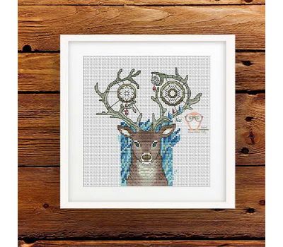 Deer dreamcatcher cross stitch pattern