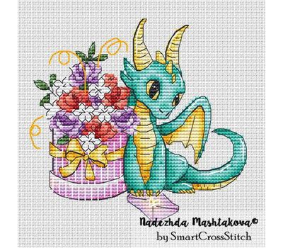 Dragon with Flowers cross stitch chart