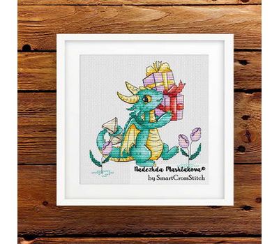 Dragon with Gifts cross stitch pattern