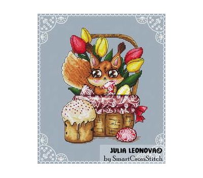 Easter squirrel cross stitch chart