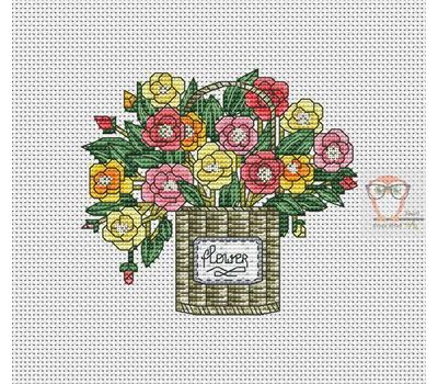 Flower basket cross stitch chart