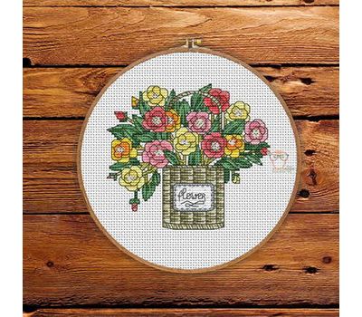 Flower basket cross stitch pattern