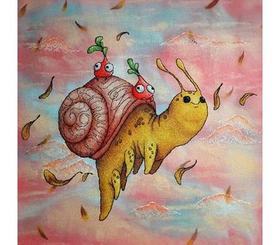 Flying Snail cross stitch design