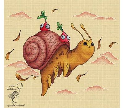 Flying Snail cross stitch chart