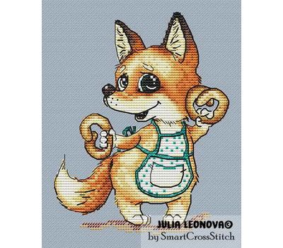 Fox with bagels cross stitch chart