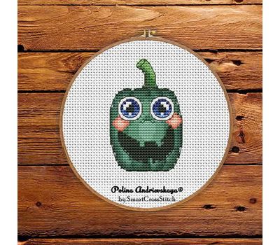 Funny Green Pumpkin cross stitch pattern