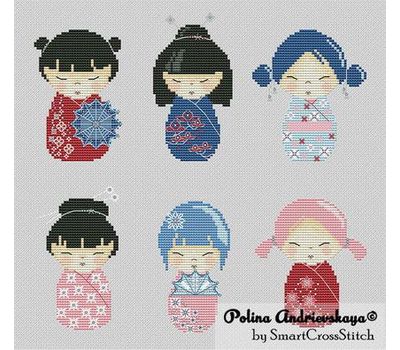 Chinese Dolls cross stitch chart