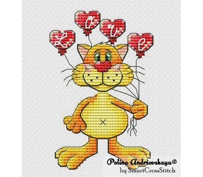 Love cat cross stitch chat