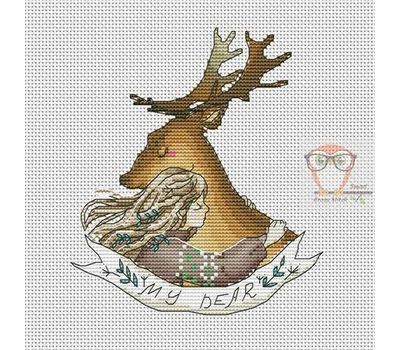 My dear deer cross stitch chart