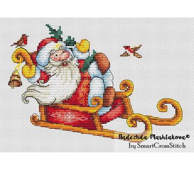Santa with Sled cross stitch chart