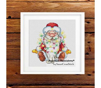 Santa with garland cross stitch pattern