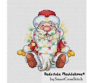 Santa with garland cross stitch chart