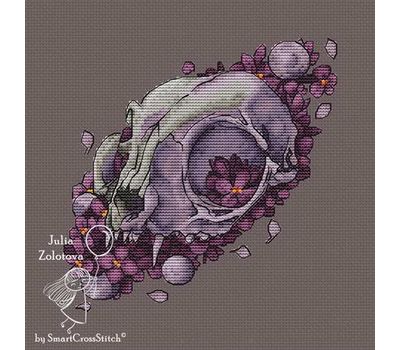 Skull and violets cross stitch chart
