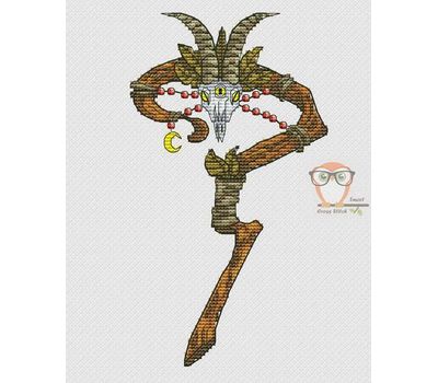 Sorcerer's Staff cross stitch chart, Color: brown
