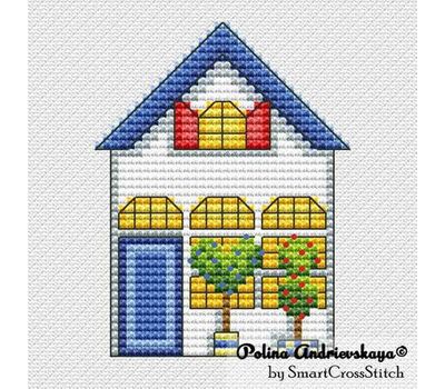 Blue House cross stitch chart